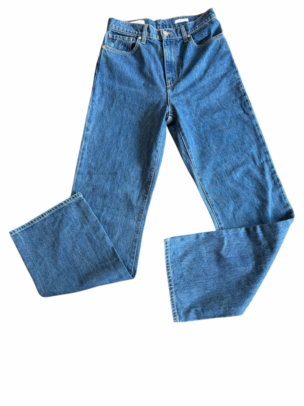 BLDWN High Rise Relaxed Jeans 28 Medium Clear Blue 100% Cotton Made USA